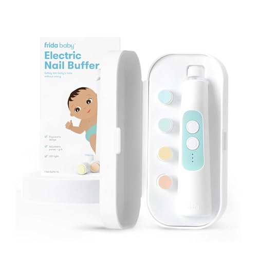 Frida Baby Electric Nail Trimmer | Safe + Easy Electric Nail File Baby Nail Clipper + Nail Trimmer Kit for Newborn, Toddler, or Children's Fingernails/Toenails, 4 Buffer Pads, LED Light, Storage Case