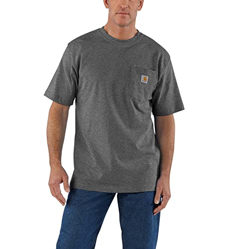 CarharttmensLoose Fit Heavyweight Short-Sleeve Pocket T-ShirtCarbon Heather2X-Large