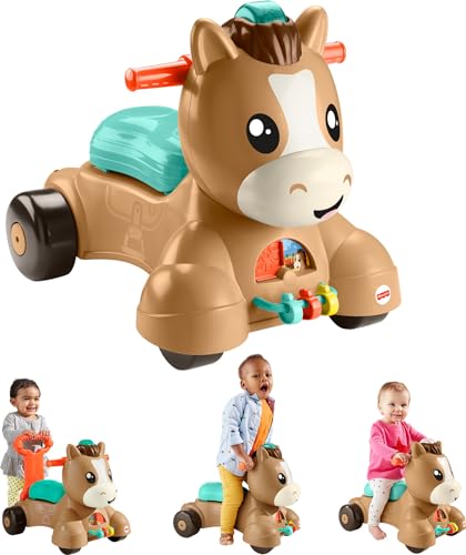 Fisher-Price Baby Walker Learning Toy, Walk Bounce & Ride Pony Ride-On with Music and Lights for Infants and Toddler Play (Amazon Exclusive)