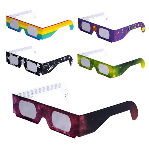 Eclipse Glasses USA - NASA-Approved Solar Eclipse Viewing Glasses with Superior Optics, Enhanced Magnification, and Ergonomic Design - Ultimate Sun Eclipse Glasses for Safety & Clarity - 5-pack