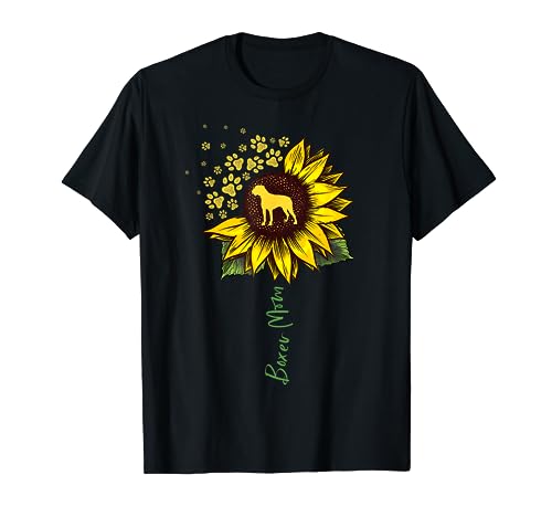 Boxer Mom Sunflower Boxer Dog Gifts Dog Mom Mama T-Shirt