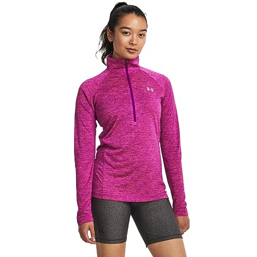 Under Armour Womens Tech Twist ½ Zip Long-Sleeve Pullover, (573) Mystic Magenta/Rebel Pink/Metallic Silver, X-Large