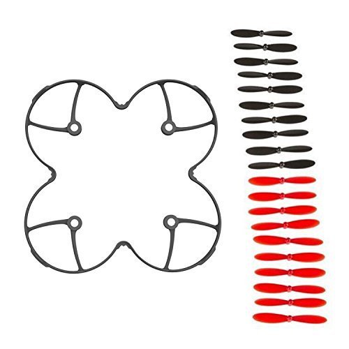 AFUNTA Propeller Blades Protection Guard Cover and Props 5X Sets Compatible X4 H107C H107D Quadcopter - Black/Red