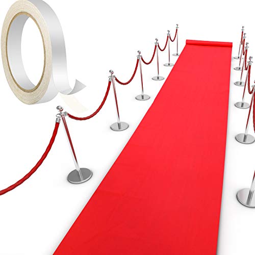 Red Carpet Runner Runway Rug 55gsm Thickness with 1 Piece Carpet Tape for Christmas Xmas Thanksgiving Outdoor Accessories, Wedding Party Hallway, (2.6 x 30 Feet)
