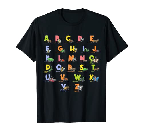 Alphabet Types of Insects Kids Bug Lover Future Entomologist T-Shirt