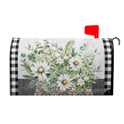Spring Green Floral Mailbox Covers Magnetic Standard Size 18x21in Flower Magnetic Mailbox Covers Spring Farmhouse Mailbox Decoration Wrap Post Letter Box Cover for Home Garden Yard Outdoor Decor