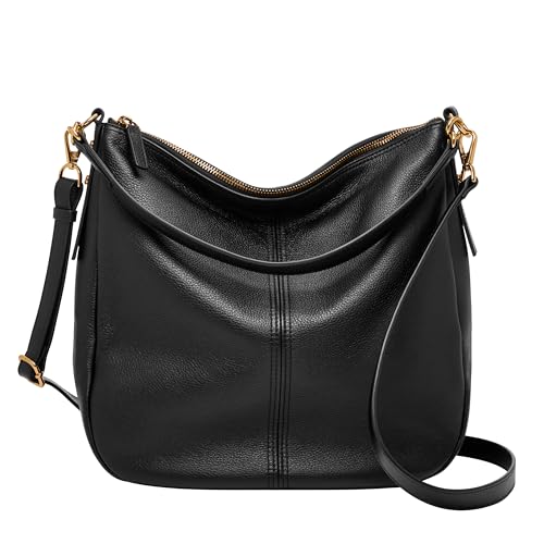 Fossil Women's Jolie Leather Hobo Purse Handbag, Black (Model: ZB1434001)