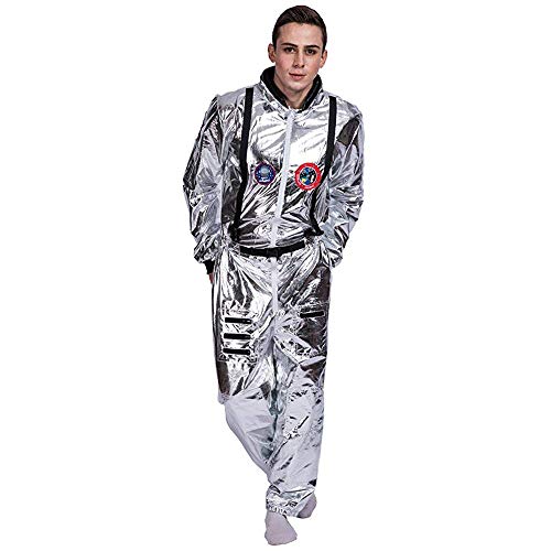 EraSpooky Men's Astronaut Spaceman Costume(Silver, Medium)