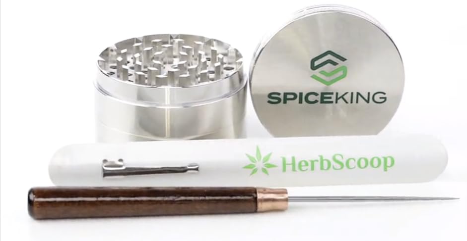Grinder Bundle - 3PCS | Comes With Spice Grinder, Scoop and Poker/Herb Grinder - 2.5 inch grinder