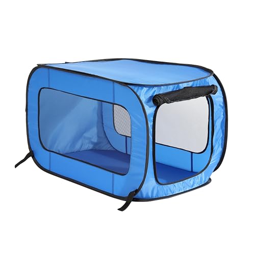 Beatrice Home Fashions Portable, Collapsible, Pop Up Travel Pet Kennel, 32.5' L x 19.5' W x 19.5' H, Blue
