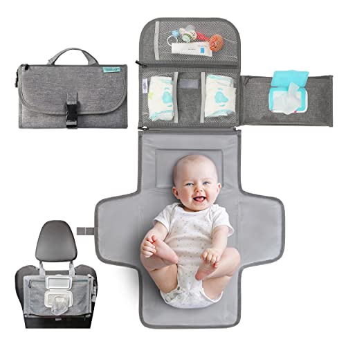 Kopi Baby Portable Diaper Changing Pad - Baby Changing Pad & Diaper Changer Travel Bag, Smart Design Baby Changing Mat, Portable Changing Pad for Baby - Baby Changing Station, Infant Gift - Grey