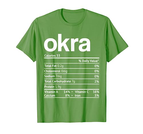 Okra Nutrition Facts Funny Thanksgiving Christmas Food T-Shirt