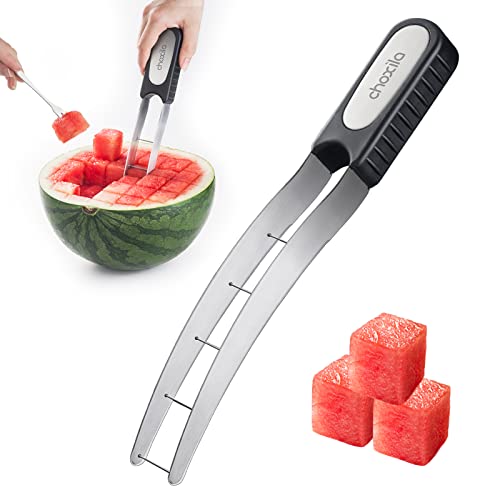 Choxila [Good Grip] Watermelon Cutter Slicer Stainless Steel,Cube Cutter Corer Fruit Vegetable Tools Knife Melon Baller for Kitchen Gadget