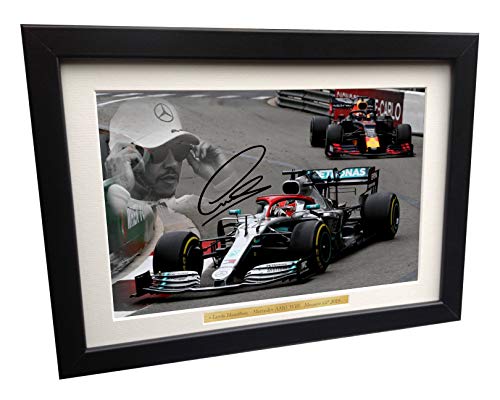 Monaco GP 2019 - A4 12x8 Signed Lewis Hamilton - Mercedes-AMG Petronas - Autographed Photo Photograph Picture Frame Motor Sport Formula 1 F1 Gift