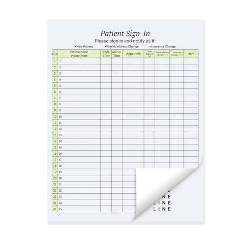 suituts 50 Pack Patient Sign in Sheets, HIPAA Compliant, 3 Part Carbonless Patient Sign in Forms, Peel Off Adhesive Sign in Sheet for Medical Offices, Doctors, Clinic, 1250 Labels