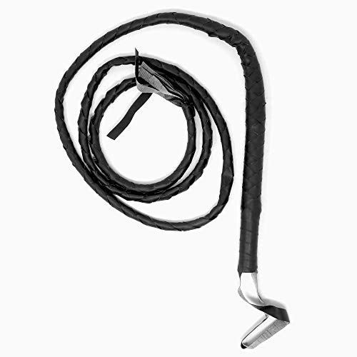 Skeleteen Faux Leather Black Whip - 6.5' Woven Costume Accessories Whips - 1 Piece