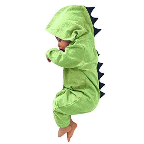 CKLV Interesting Romper Jumpsuit Outfits Clothes,Infant Baby Kids Dinosaur Hooded Romper Jumpsuit Outfits Clothes (Green,Tag Size 70, US 3-6 Months)