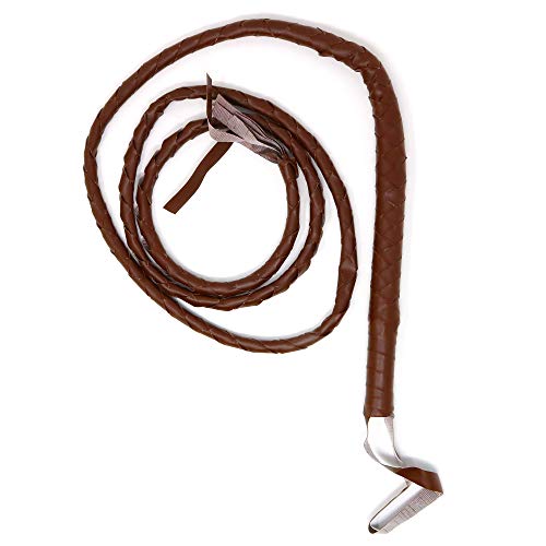 Skeleteen Faux Leather Brown Whip - 6.5' Woven Costume Accessories Whips - 1 Piece