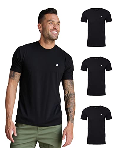 INTO THE AM Men's Fitted Crew Neck Logo Basic Tees 3-Pack - Modern Fit Fresh Classic Short Sleeve T-Shirts for Men (Black/Black/Black, X-Large)