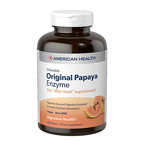 American Health Original Papaya Digestive Enzyme Chewable Tablets - Promotes Nutrient Absorption and Helps Digestion - 600 Count (200 Total Servings)