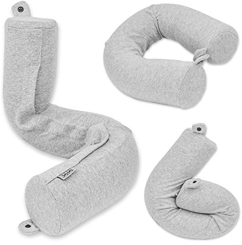 Dot&Dot Twist Memory Foam Travel Pillow for Neck, Chin, Lumbar and Leg Support - Neck Pillows for Sleeping Travel Airplane for Side, Stomach and Back Sleepers - Adjustable, Bendable Roll Pillow
