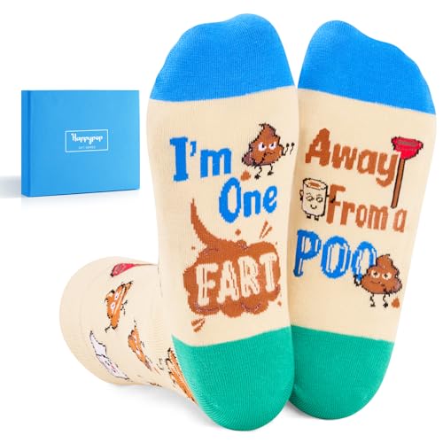 HAPPYPOP Funny Socks Fart Socks Sarcastic Silly Gag Poop Socks, Weird Silly Gifts Fart Gifts Gag Joke Gifts White Elephant Gifts