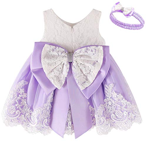 Tutu Dresses for Girls 6-12 Months 9 Months Baby Girls Dresses Blush Lavender Pageant Party Holiday Dress for Girls Dresses Sleeveless Birthday Fancy Dress Cute (Purple 12M)