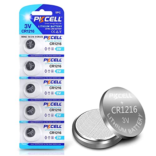 PKCELL CR1216 ECR1216 DL1216 Lithium 3V Lithium Watch Batteries Coin Cell (5pc(1 Card))