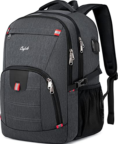 CAFELE Backpack,Waterproof Large 17in Laptop Backpack for Trip School Work Bookbag Computer Rucksack with USB Charging Port,Water Resistant Sturdy Backpack for Men Women,Grey