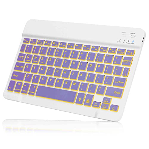 UX030 Lightweight Ergonomic Keyboard with Background RGB Light, Multi Device Slim Rechargeable Keyboard Bluetooth 5.1 and 2.4GHz Stable Connection Keyboard Compatible with Lenovo IdeaPad 5 Laptop