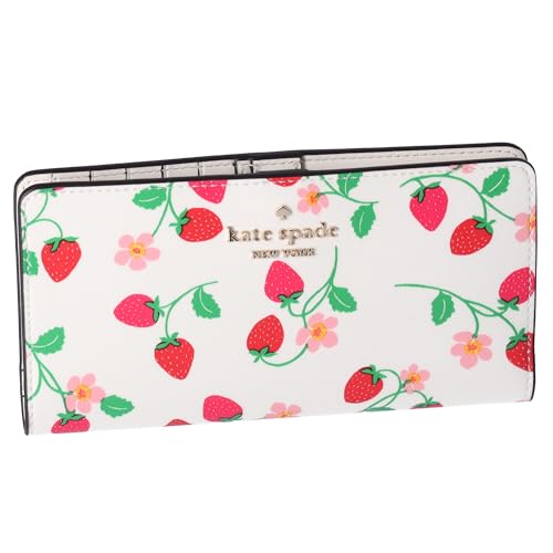 Kate Spade New York Kate Spade Madison Strawberry Vine Large Slim Bifold Wallet Cream Pink Multi