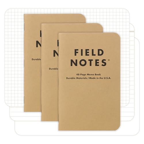 Field Notes: Original Kraft 3-Pack - Mixed Paper (1 Graph/Grid, 1 Ruled/Lined, 1 Plain/Blank) Memo Books - 48 Page Pocket Notebooks - 3.5' x 5.5'