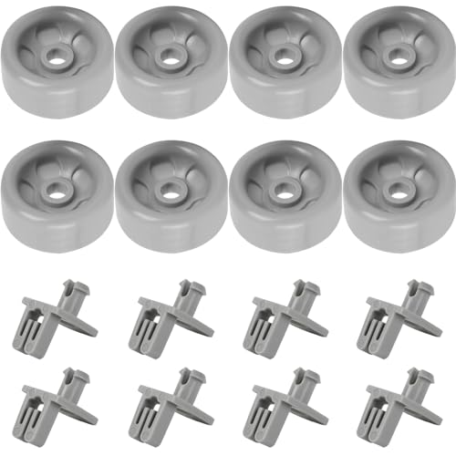 (8 Pack) Exact Replacement WD35X21041 Dishwasher Dishrack Rollers and Studs Kit- Lower Rack Wheel Kit Compatible with GE Dishwashers Part Number WD12X10136 WD12X10277