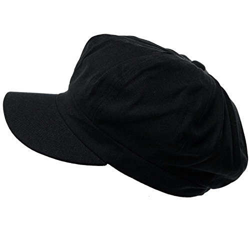 Summer 100% Cotton Plain Blank 8 Panel Newsboy Gatsby Apple Cabbie Cap Hat Black