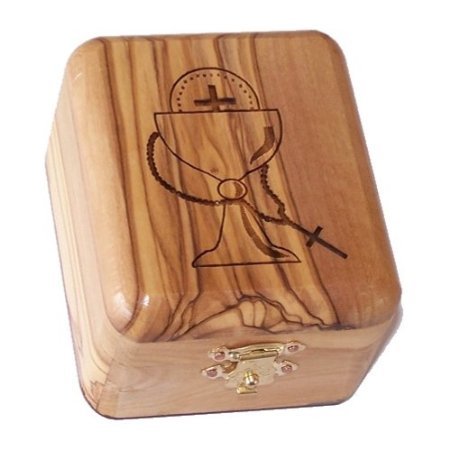 Holy Land Imports Olive Wood Box First Communion.(1.4' H)