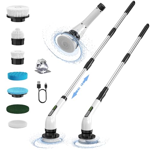Electric Spin Scrubber for Cleaning Bathroom: Cordless Power Shower Scrubber - Electric Cleaning Brush for Tile Tub