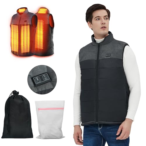 AFUNSO Heated Vest for Man/Woman, Electric Heating Coat Dual Independent Temperature Control Extra Collar Heated Hiking, Ice skating for Heated Jacket/Sweater/Thermal Underwear Battery Not Included