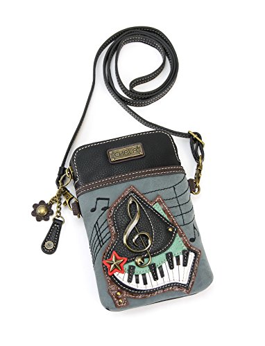 CHALA Cell Phone Crossbody Purse-Women PU Leather/Canvas Multicolor Handbag with Adjustable Strap - Piano - indigo