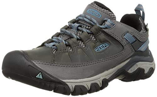 KEEN Women's-Targhee 3 Low Height Waterproof Hiking Shoes, Magnet/Atlantic Blue, 8.5