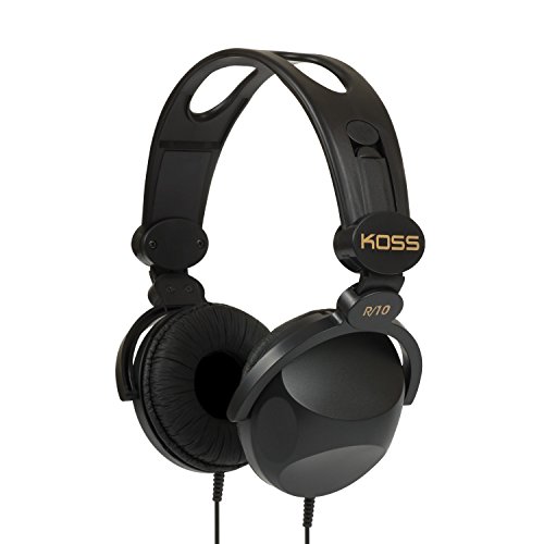 Koss R-10 On-Ear Headphones, Lightweight, 8 Foot Cord, Retro Style, Black