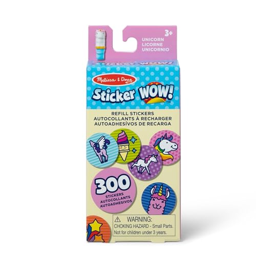 Melissa & Doug Sticker WOW! 300+ Refill Stickers for Sticker Stamper Arts and Crafts Fidget Toy Collectibles – Unicorn Fantasy Theme, Assorted (Stickers Only) Removable Stickers for Girls and Boys 3+