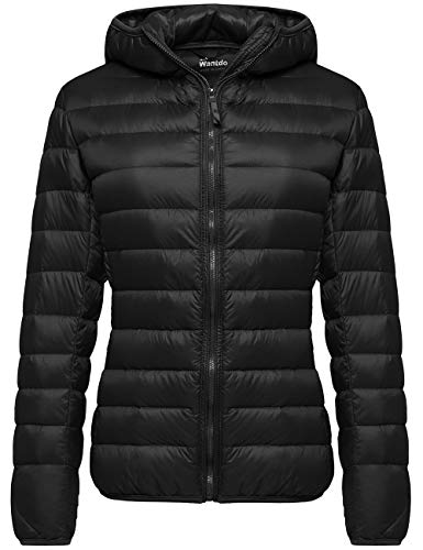 wantdo Women's Packable Lightweight Down Coat Winter Puffer Jacket Black X-Large