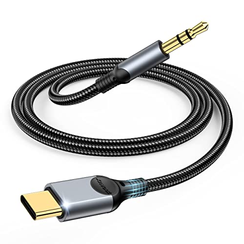 ZOOAUX USB C to 3.5mm Audio Aux Jack Cable[4ft], Type C Adapter to 3.5mm Headphone Stereo Cord Car for iPhone 15 Pro Max 15 Pro 15 Plus 15, iPad Pro, Samsung S24 S23 S22 S21 Ultra Pixel Oneplus-Grey