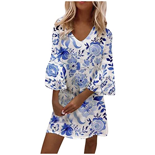 Women's Summer Casual Short Sleeve Crewneck Swing Dress Loose Fit Generic, J Tomson Dress Chinese Outfit Maxi for Pregnant Women Shower Dresses Figure Skaters Homecoming Dress with Pockets