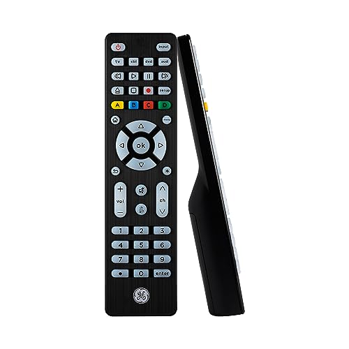 GE Universal Remote Control Samsung TV Remote Universal TV Remote for Roku TV, Vizio, LG, Sony, Sharp, Roku, Apple TV, TCL, Panasonic, Smart TVs, Streaming Players, Blu-ray, DVD, 4-Device Black, 48843