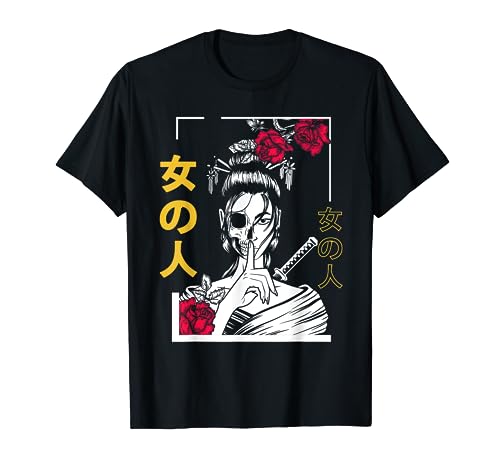 Japanese Samurai Floral Warrior Geisha Woman Tokyo Anime T-Shirt