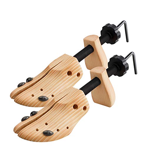 West Light 2 Way Cedar Shoe Trees Wooden Shoe Stretcher,Adjustable Large Size for Men and Women, Wood Shaper Set of 2 Stretches Length & Width,Woman's Size 10 to 13.5 Man's Size 9 to 13.