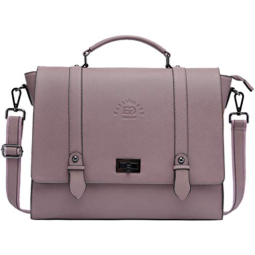 EaseGave Women's 17 Inch Laptop Briefcase, Vintage Purple Saffiano Eco-leather, Multi-Compartment, 3 lb Weight Capacity