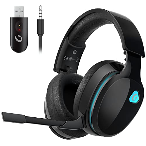 Gtheos 2.4GHz Wireless Gaming Headset for PC, PS4, PS5, Mac, Nintendo Switch, Bluetooth 5.2 Gaming Headphones with Noise Canceling Microphone, Stereo Sound, ONLY 3.5mm Wired Mode for Xbox Series-Black