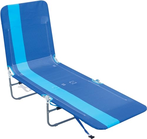 RIO beach Portable Folding Backpack Beach Lounge Chair with Backpack Straps and Storage Pouch, Blue Stripe, ·72“ x 22“ x 10'